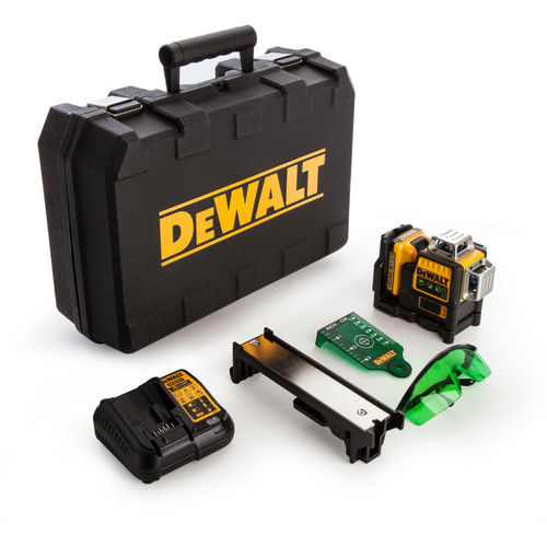 פלס לייזר ירוק DEWALT DCE089D1G - פלס נטען 12V עם 3 מעגלי לייזר 360 מעלות לסימון בחדר שלם