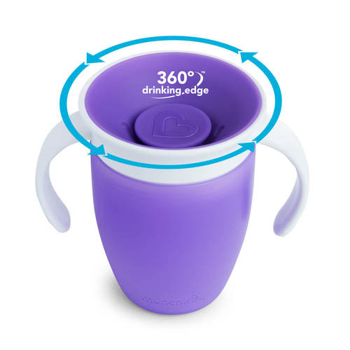 כוס הפלא 360° - עם ידיות אחיזה סגול בנפח 207 מ