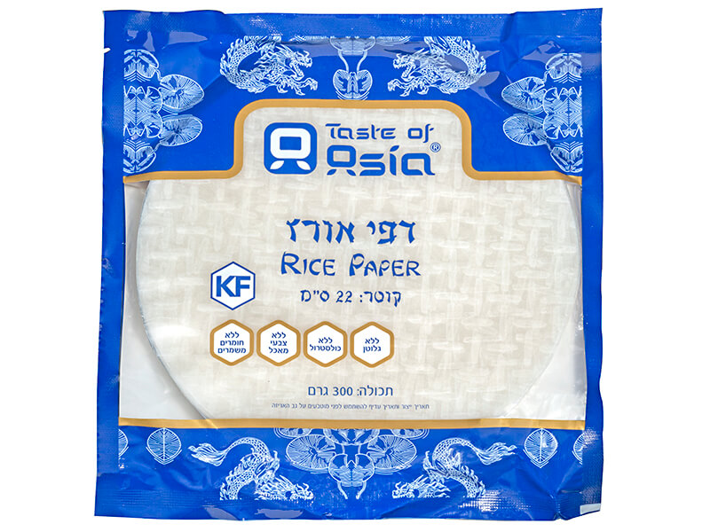 דפי אורז 22 ס"מ ללא גלוטן 300 גרם -  Taste of Asia