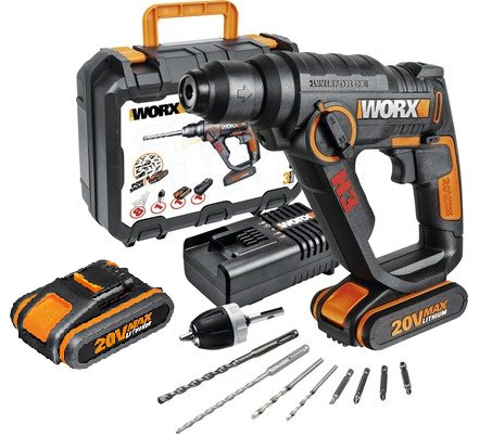 מברגה/מקדחה/פטישון 20V + שתי סוללות 2.0AH
