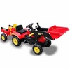 טרקטור פדלים לילדים עם כף קדמית עולה ויורדת ועגלה מתחברת ו 2 כלי חפירה - אדום