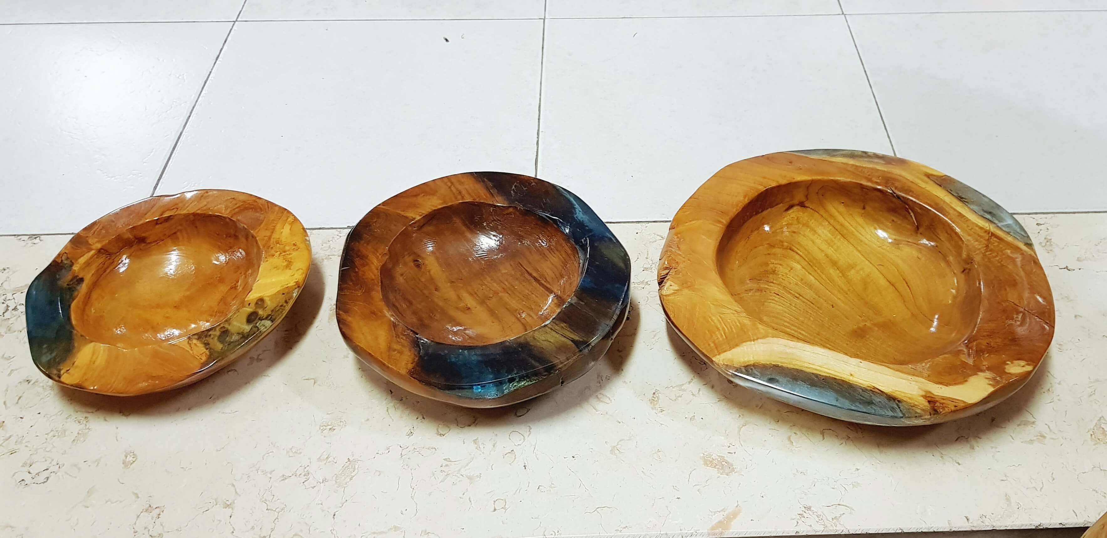 קערה עץ טיק +אפוקסי 