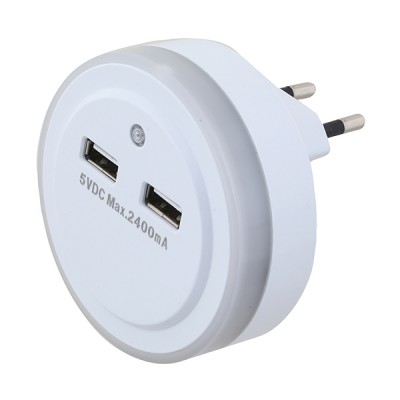 מנורת לילה פלוטו עם 2 מטעני 2.4A USB אור יום - סמיקום