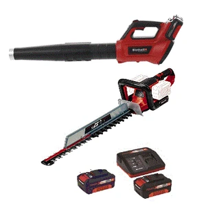 גוזם גדר חי 36V + מפוח 36V בראשלס - 2 סוללות 4AH ומטען EINHELL