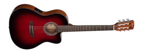 גיטרה קלאסית מוגברת CORT JADE E Nylon Burgundy Red Burst cutaway