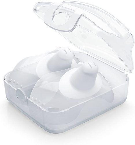 זוג מגיני פטמה מסיליקון מסדרת SkinToSkin + קופסת פלסטיק הגיינית - S/M