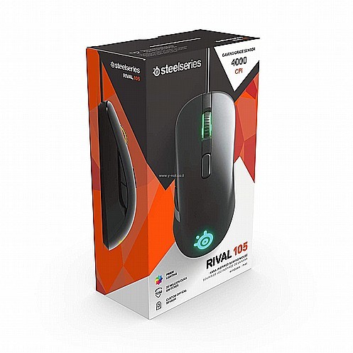 עכבר גיימינג אופטי כולל תאורת לד דגם SteelSeries Rival 105 יבואן רשמי