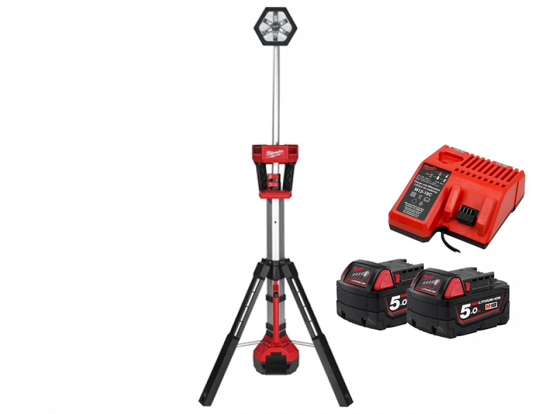 עמוד תאורה נטען 18V + שתי סוללות 5.0AH