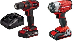מברגת אימפקט + מברגה/מקדחה 18V EINHELL עם סוללה 4 אמפר ומטען