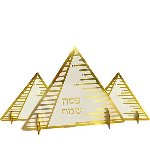 מרכז שולחן פרמידה זהב - 3 יחידות