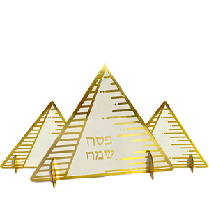 מרכז שולחן פרמידה זהב - 3 יחידות