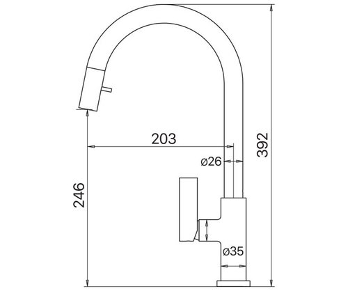ברז מטבח נשלף 304469 פלוו (FLOW) כרום חמת