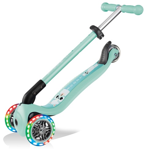 קורקינט מתקפל ומעוצב לילדים עם אורות בגלגלים פרימו פנטזי Primo Fantasy ידית בגובה משתנה - מנטה למה