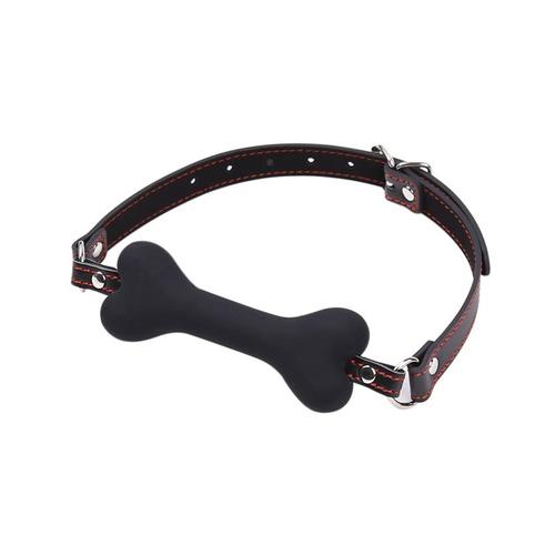 מחסום פה גאג עצם שחור Bone Gag Ball Silicone 12 cm