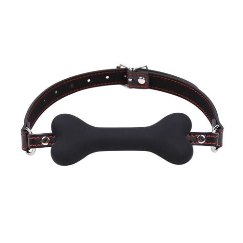 מחסום פה גאג עצם שחור Bone Gag Ball Silicone 12 cm