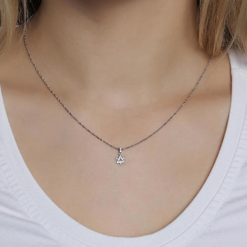 שרשרת ותליון מגן דוד יהלומים מזהב 14K