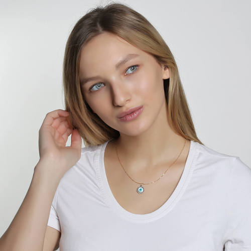 שרשרת ותליון עין יהלומים מזהב 14K