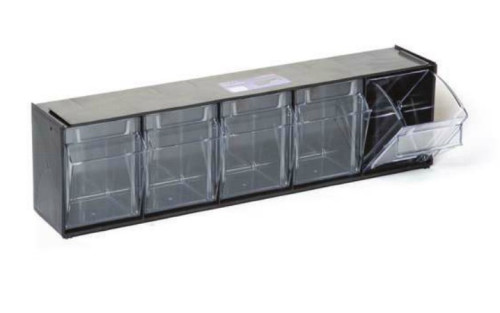 יחידת 5 תאי אחסון פלסטיק (רב תא) שחור ROHER