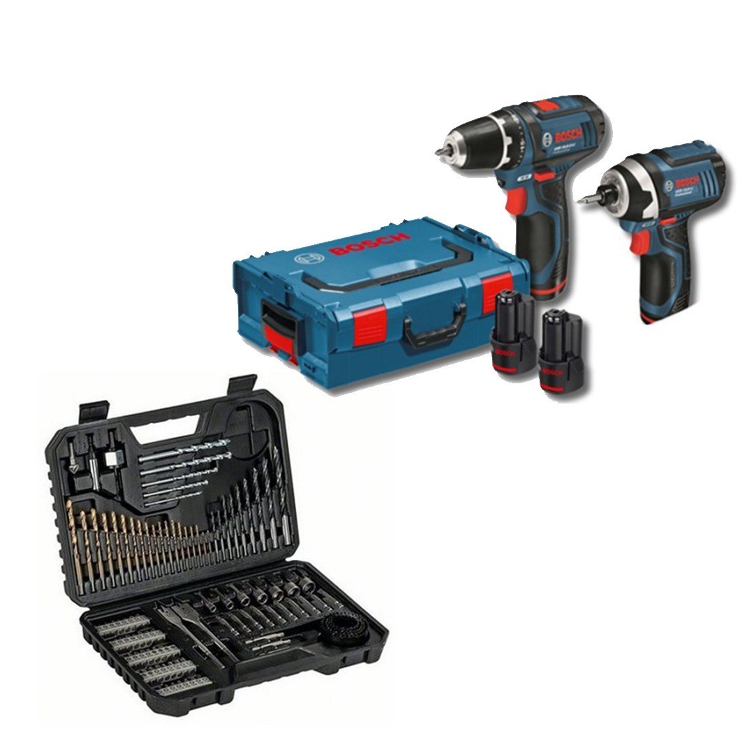סט אימפקט+מברגה/מקדחה 12V+סט 103 חלקים BOSCH