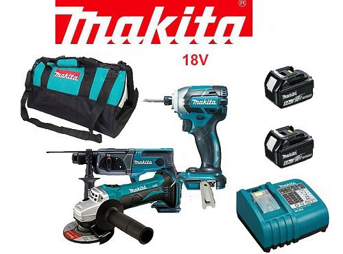 סט מברגת אימפקט+פטישון+משחזת 18V MAKITA