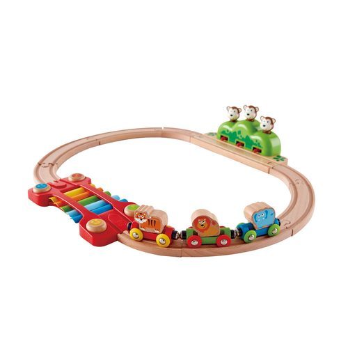 סט רכבת מעץ קופים וצלילים - HAPE