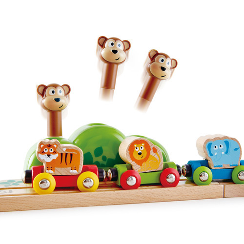 סט רכבת מעץ קופים וצלילים - HAPE
