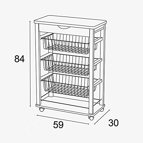 אגרן דובדבן מלבני עם מגירה ומדף תחתון RAIKON Kitchen trolley
