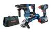 סט 18V ללא פחמים פטישון+אימפקט+משחזת BOSCH