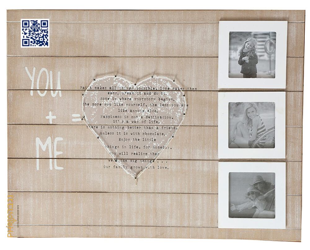 מסגרת עץ You+Me ל-3 תמונות בגודל 9x9