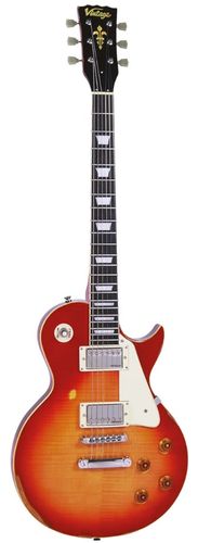 Vintage V100 ICON Electric Guitar ~ Distressed Cherry Sunburst