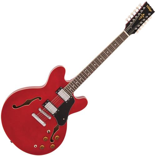זוית נוספת Vintage VSA500 ReIssued Semi Acoustic Guitar ~ Cherry Red