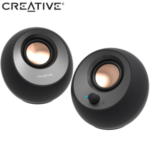 זוג רמקולים סטריאו אלחוטיים בלוטוט Creative Pebble V3 8Watt RMS, צבע שחור