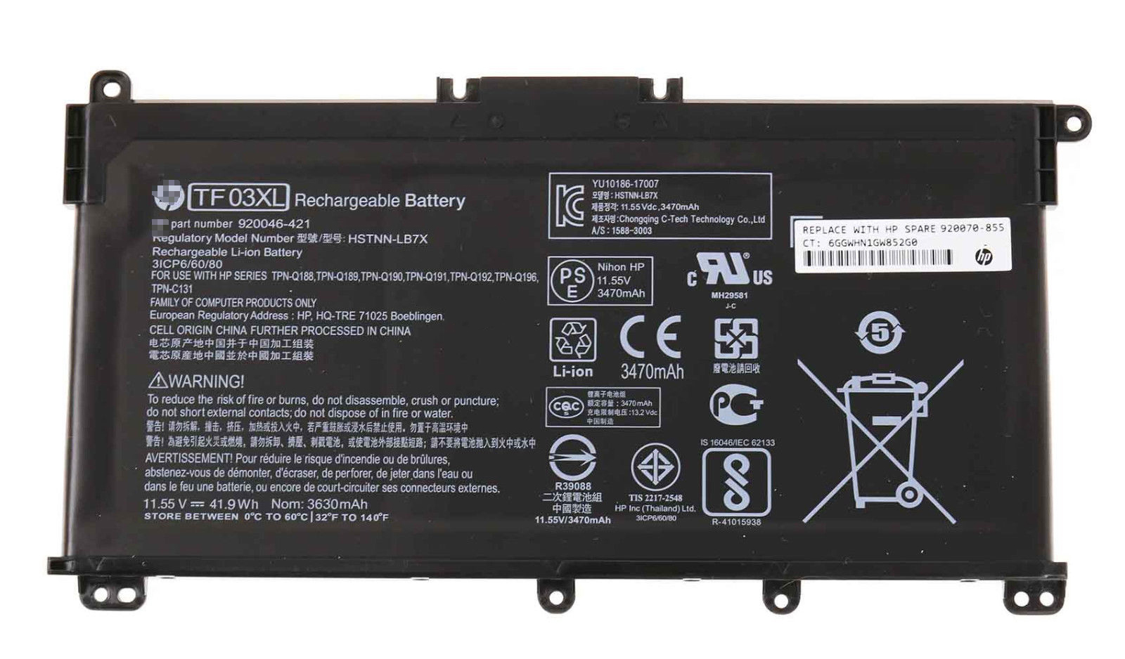 HP Notebook Battery TF03XL 