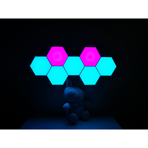 6 אריחי תאורת RGB כולל טאצ' ושלט אלחוטי Dragon Haxon LED RF STDRA-LHEX-TO