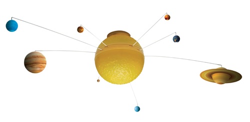 מערכת שמש חשמלית גדולה, מאירה, נתלית מהתקרה עם שלט רחוק