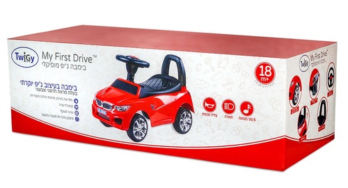 בימבה ג'יפ עם אורות, 6 מנגינות, תא אכסון ומשענת גב - אדום