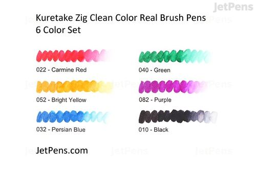 טוש מכחול זיג ZIG CLEAN COLOR - סט 6 צבעים