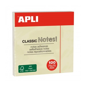 פתקיות ממו צהובות APLI 75X75 (100 דף)