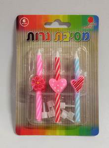 נרות יומולדת מסולסלים לבבות (6 יח')