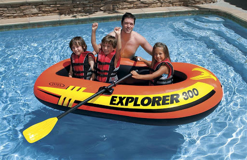 סירה מתנפחת לשלושה דגם EXPLORER 300 עם 2 משוטים ומשאבה עד משקל 186 ק