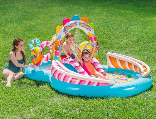 מרכז פעילות ובריכה מתנפחת מחולקת לילדים - עולם הסוכריות דגם 57149