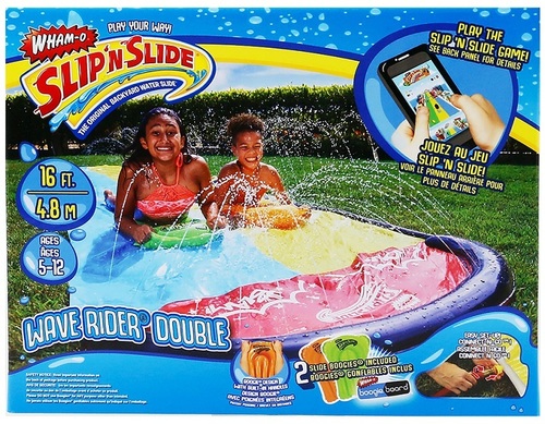 מגלשת מים זוגית  לילדים בגינה אורך 5.5 מטר Wave Rider עם חיבור לצינור גינה 