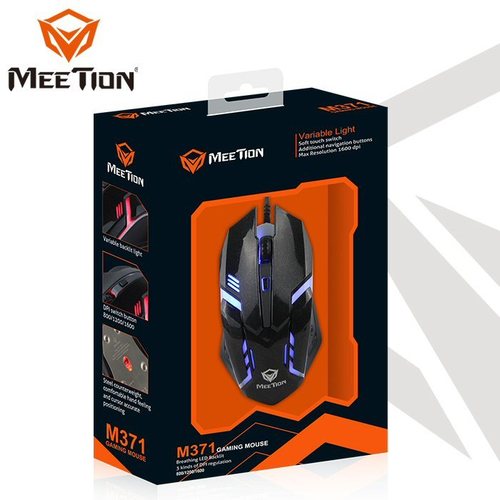 עכבר גיימינג ארגונומי חוטי Meetion Breathing LED Wired Backlit Gaming Mouse M371 