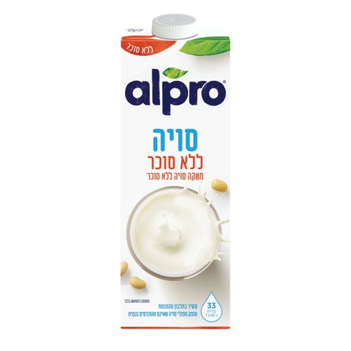 אלפרו משקה סויה ללא סוכר 1 ליטר
