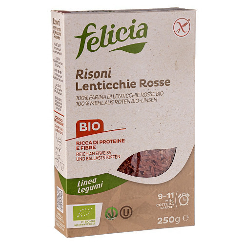 אטריות עדשים אדומות בצורת אורז felicia