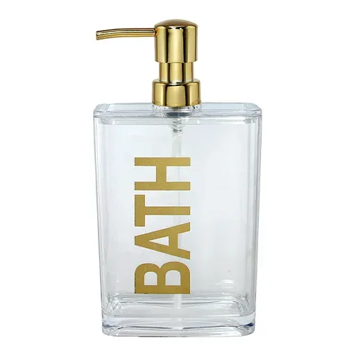 דיספנסר סבון מלבני גדול BATH זהב מתוך קולקציית סבוניות ומברשות שיניים (צילום מורחב) - פריט מעוצב לעיצוב חלל רחצה מודרני ויוקרתי