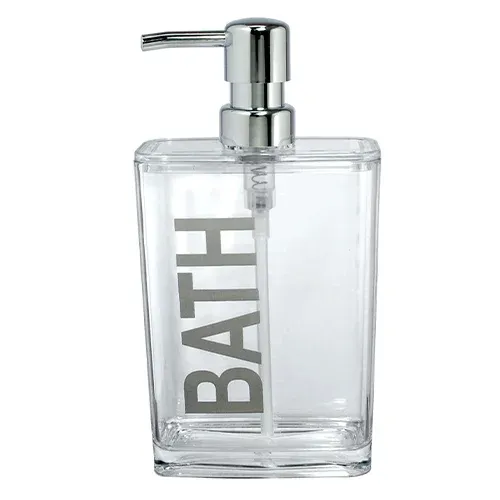דיספנסר סבון מלבני גדול BATH כסף מתוך קולקציית סט אמבטיה Clear (מראה כללי של המוצר) - שילוב מושלם בין נוחות שימוש יומיומית לסטייל נקי