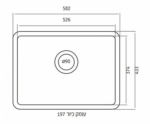 כיור מטבח מבית חרסה דגם קוראל 60 לבן