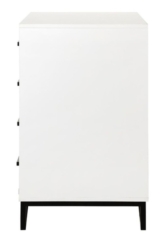 שידת החתלה רחבה ומודרנית לתינוק באוהאוס עשויה MDF בציפוי מלמין - לבן עם ידייות מתכת שחורה