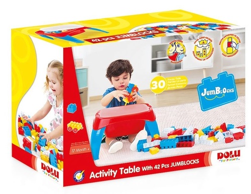 מיני שולחן עם 30 לבני בניה ג'מבו - צבעוני